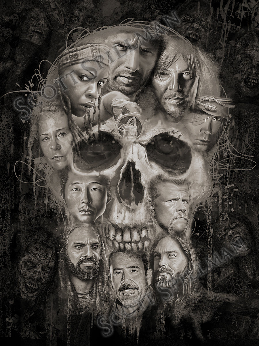 TWD B&W Skull print – Art of Scott Spillman